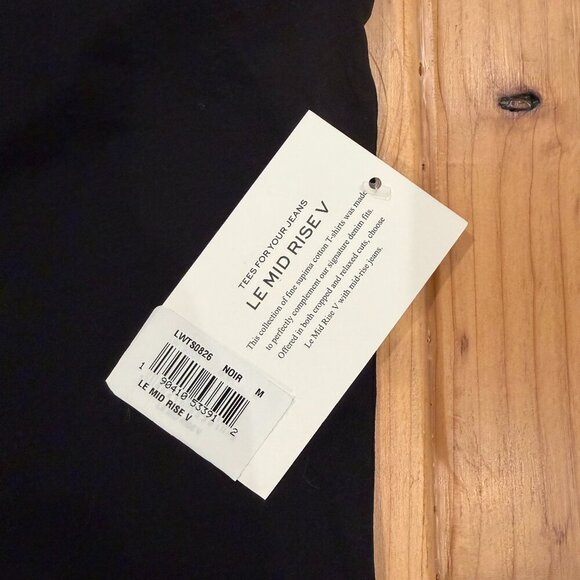 FRAME Le Mid Rise V-Neck Tee in Black | Size Large | NWT - Picture 4 of 4